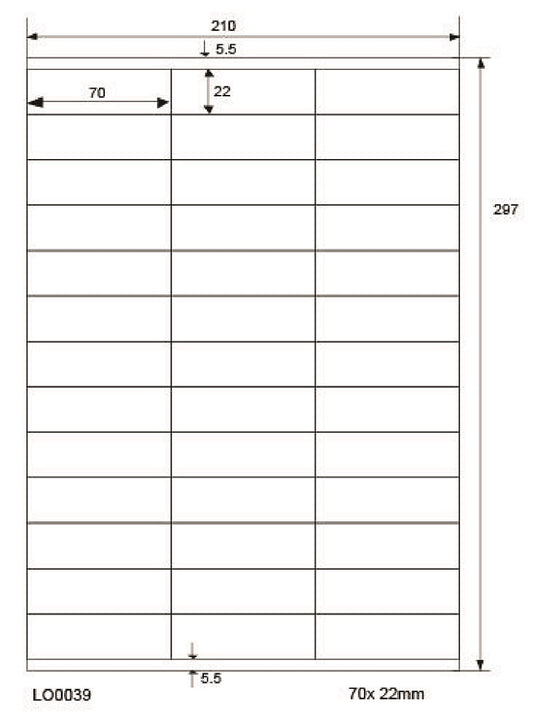 3900 étiquettes universelles colorées 70x22mm, sur 100 feuilles Din A4, mates, autocollantes LO-0039-70