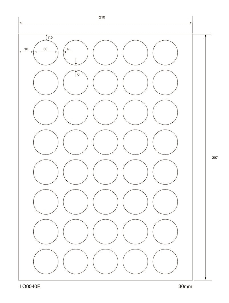 4000 étiquettes universelles colorées rondes de 30 mm, sur 100 feuilles Din A4, mates, autocollantes LO-0040-E-70