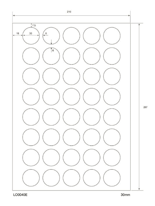 4000 étiquettes universelles colorées rondes de 30 mm, sur 100 feuilles Din A4, mates, autocollantes LO-0040-E-70