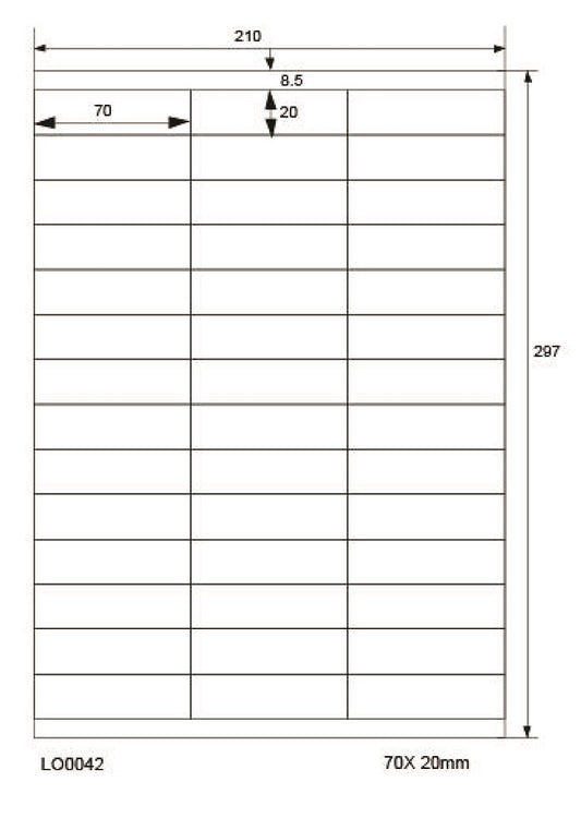 4200 étiquettes universelles colorées 70x20mm, sur 100 feuilles Din A4, mates, autocollantes LO-0042-70