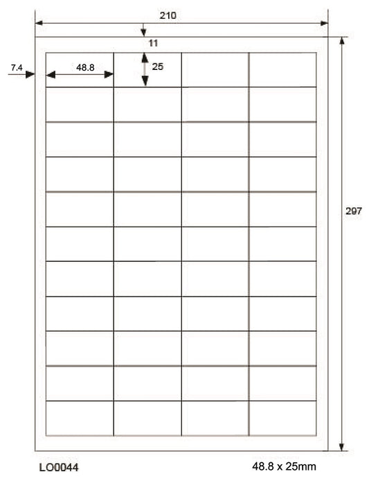 4400 étiquettes universelles colorées 48,8x25mm, sur 100 feuilles Din A4, mates, autocollantes LO-0044-70