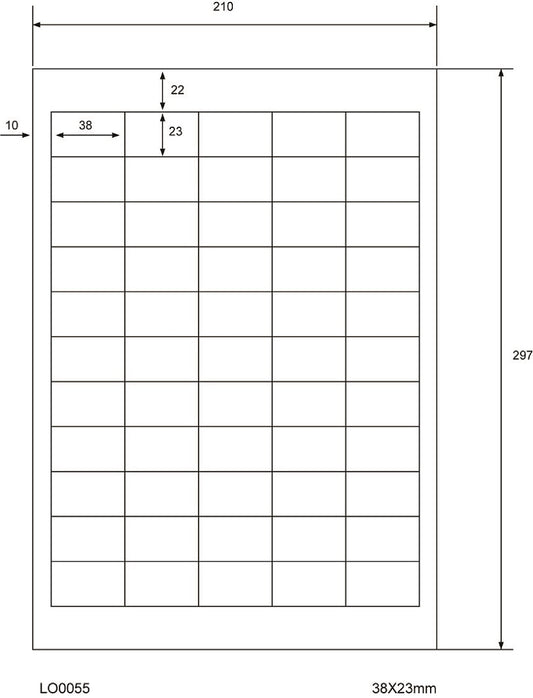 5500 étiquettes universelles colorées 38x23mm, sur 100 feuilles Din A4, mates, autocollantes LO-0055-70