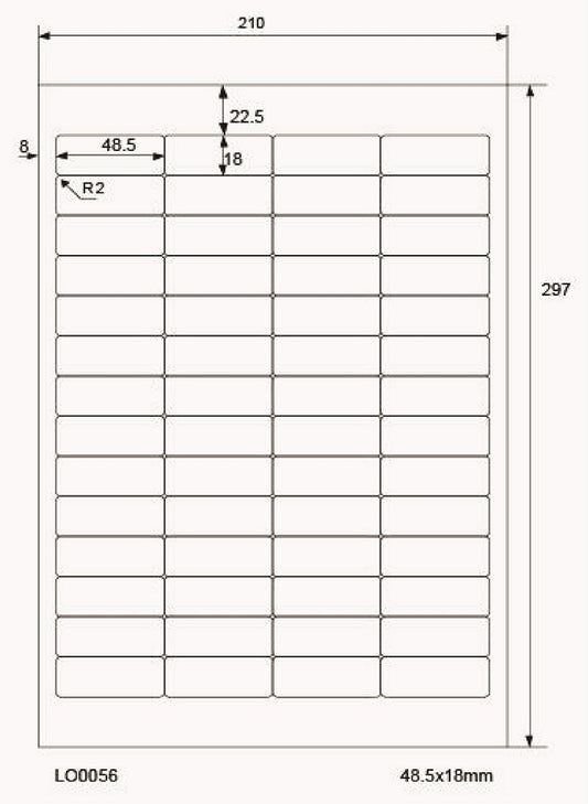5600 étiquettes universelles colorées 48,5x18mm, sur 100 feuilles Din A4, mates, autocollantes LO-0056-70