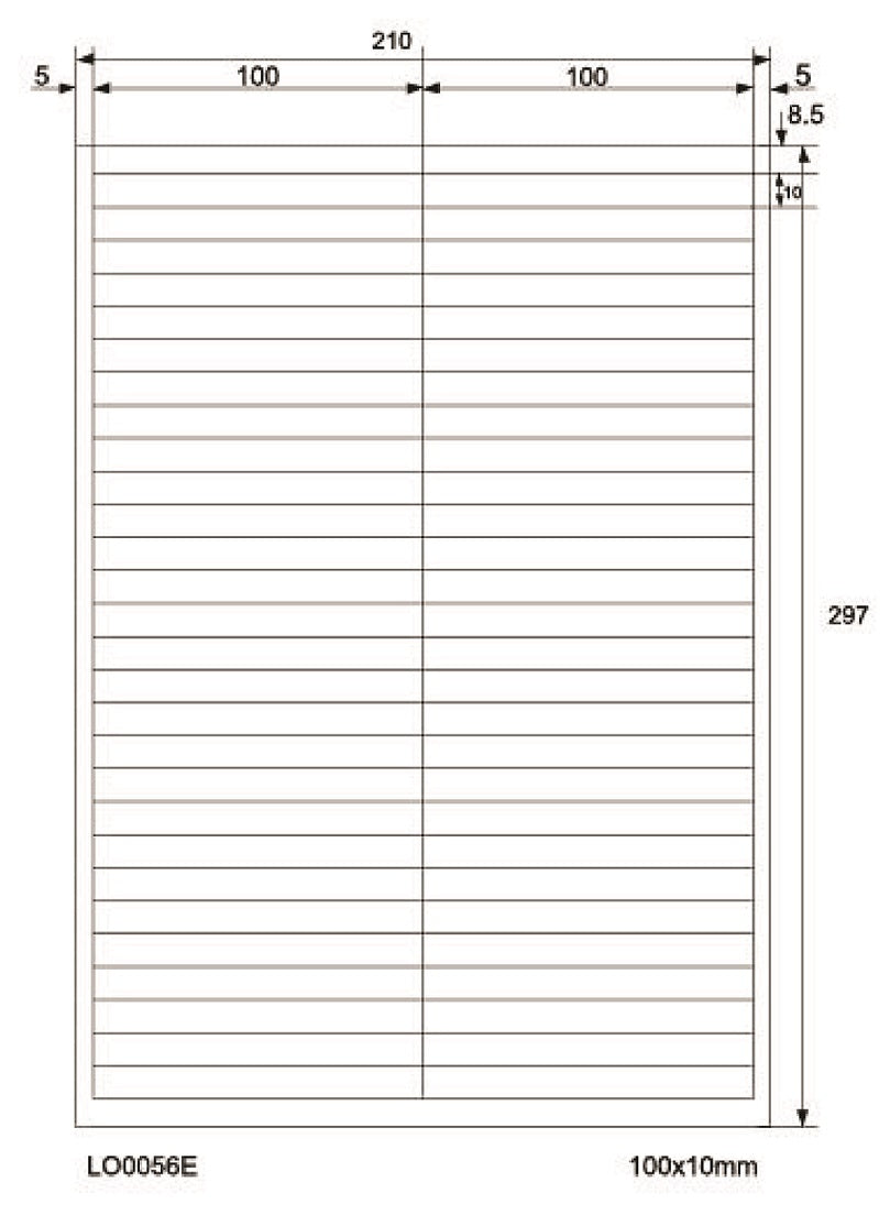 5600 étiquettes universelles 100x10 mm, sur 100 feuilles DIN A4, brillantes, auto-adhésives LO-0056-E-80