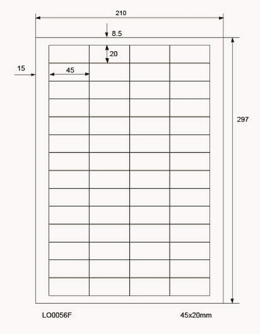 5600 étiquettes universelles colorées 45x20mm, sur 100 feuilles Din A4, mates, autocollantes LO-0056-F-70