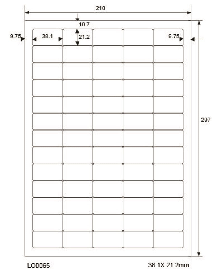 6500 étiquettes universelles colorées 38,1x21,2mm, sur 100 feuilles Din A4, mates, autocollantes LO-0065-70