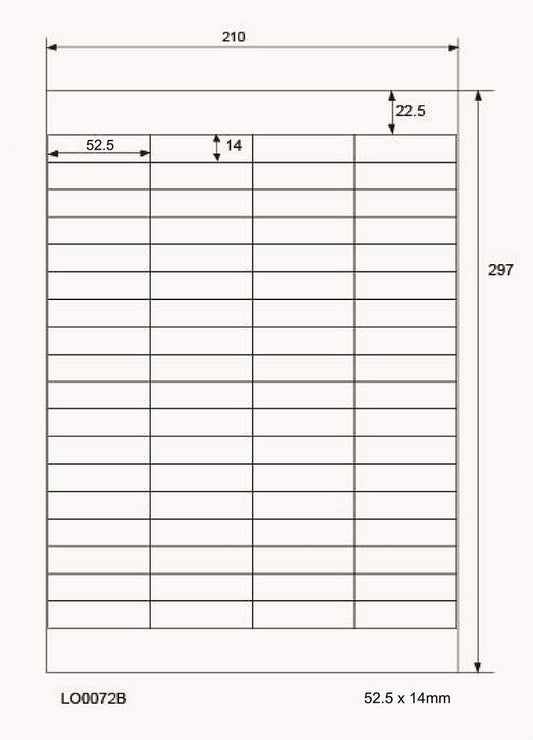 7200 étiquettes universelles colorées 52,5x14mm, sur 100 feuilles Din A4, mates, autocollantes LO-0072-B-70