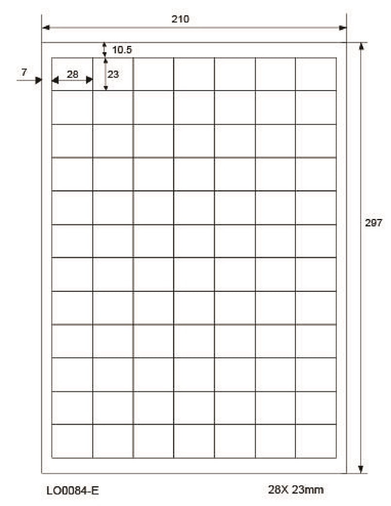 8400 étiquettes universelles 28x23mm, sur 100 feuilles Din A4, mat, autocollantes LO-0084-E-70