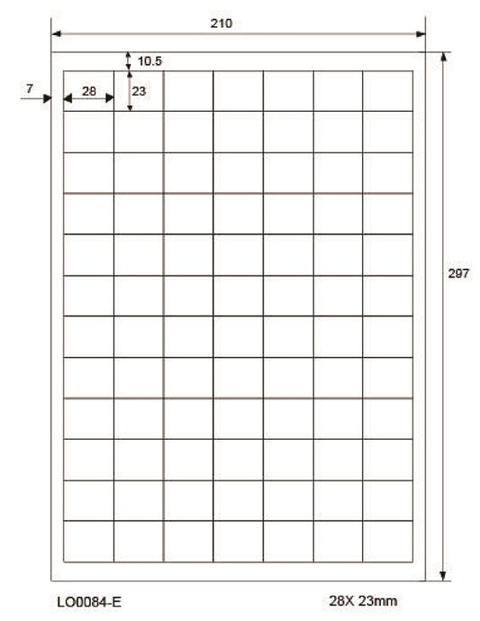 8400 étiquettes universelles colorées 28x23mm, sur 100 feuilles Din A4, mates, autocollantes LO-0084-E-70