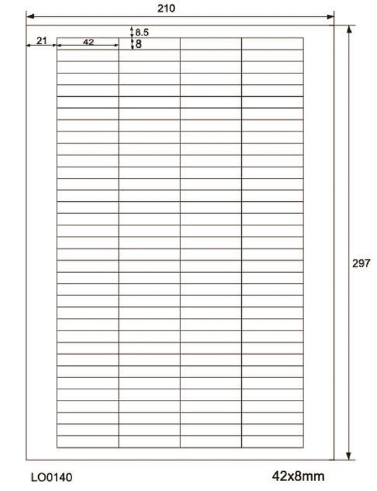 14000 étiquettes universelles colorées 42x8mm rondes, sur 100 feuilles Din A4, mates, autocollantes LO-0140-70