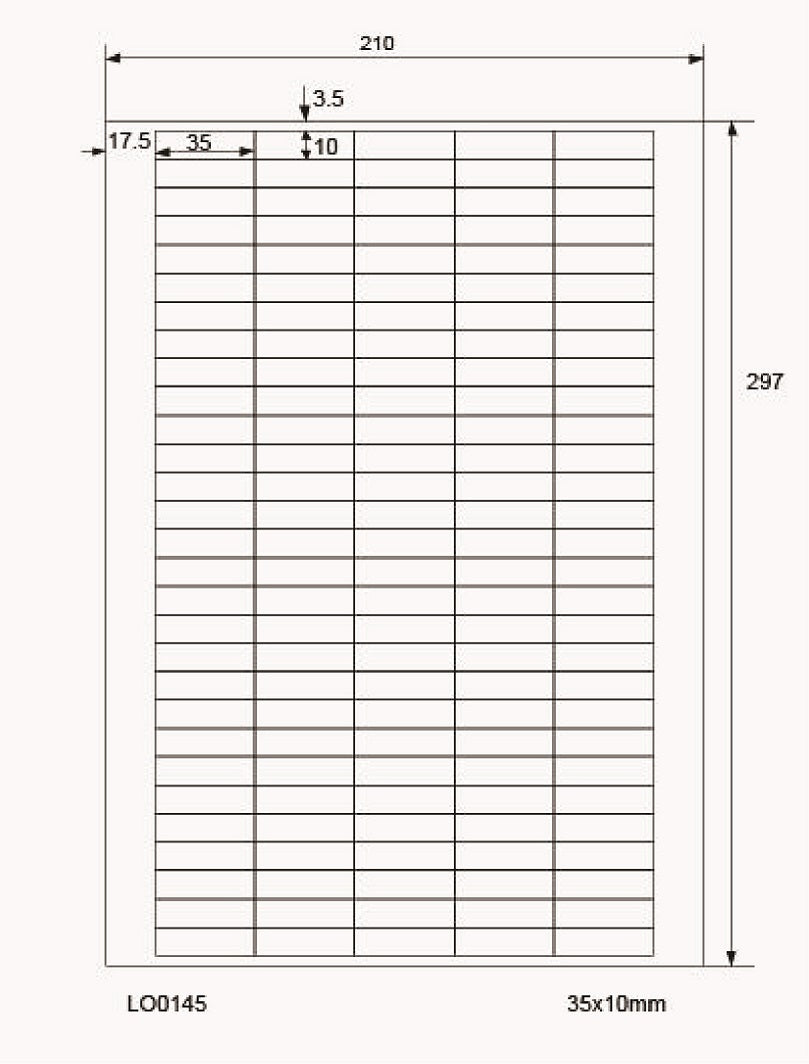 14500 étiquettes universelles 35x10mm, sur 100 feuilles Din A4, mat, autocollantes LO-0145-70