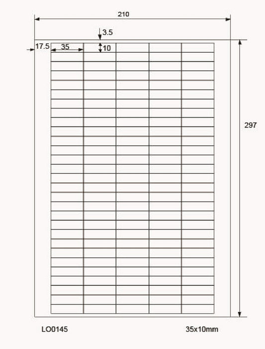 14500 étiquettes universelles colorées 35x10mm rondes, sur 100 feuilles Din A4, mates, autocollantes LO-0145-70