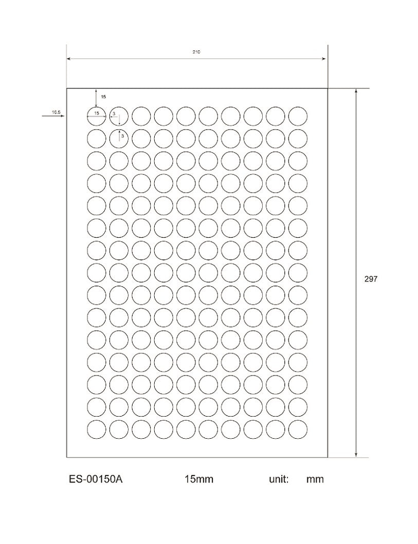 15000 étiquettes universelles 15 mm rond, sur 100 feuilles Din A4, mat, autocollantes LO-0150-A-70