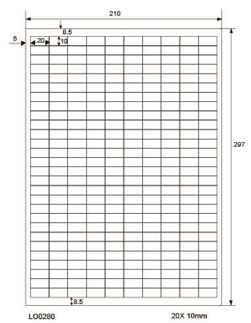 28000 étiquettes universelles 20x10mm, sur 100 feuilles Din A4, mat, autocollantes LO-0280-70