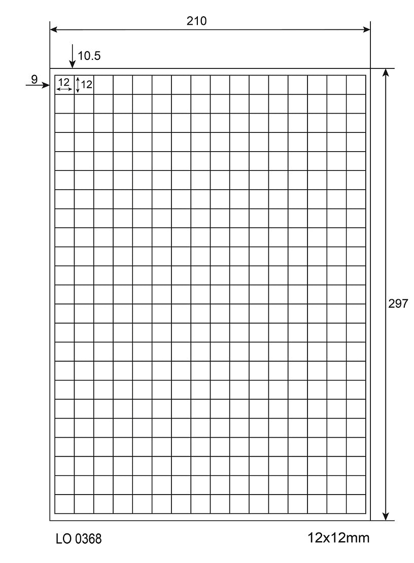 36800 étiquettes universelles 12x12mm, sur 100 feuilles Din A4, mat, autocollantes LO-0368-70