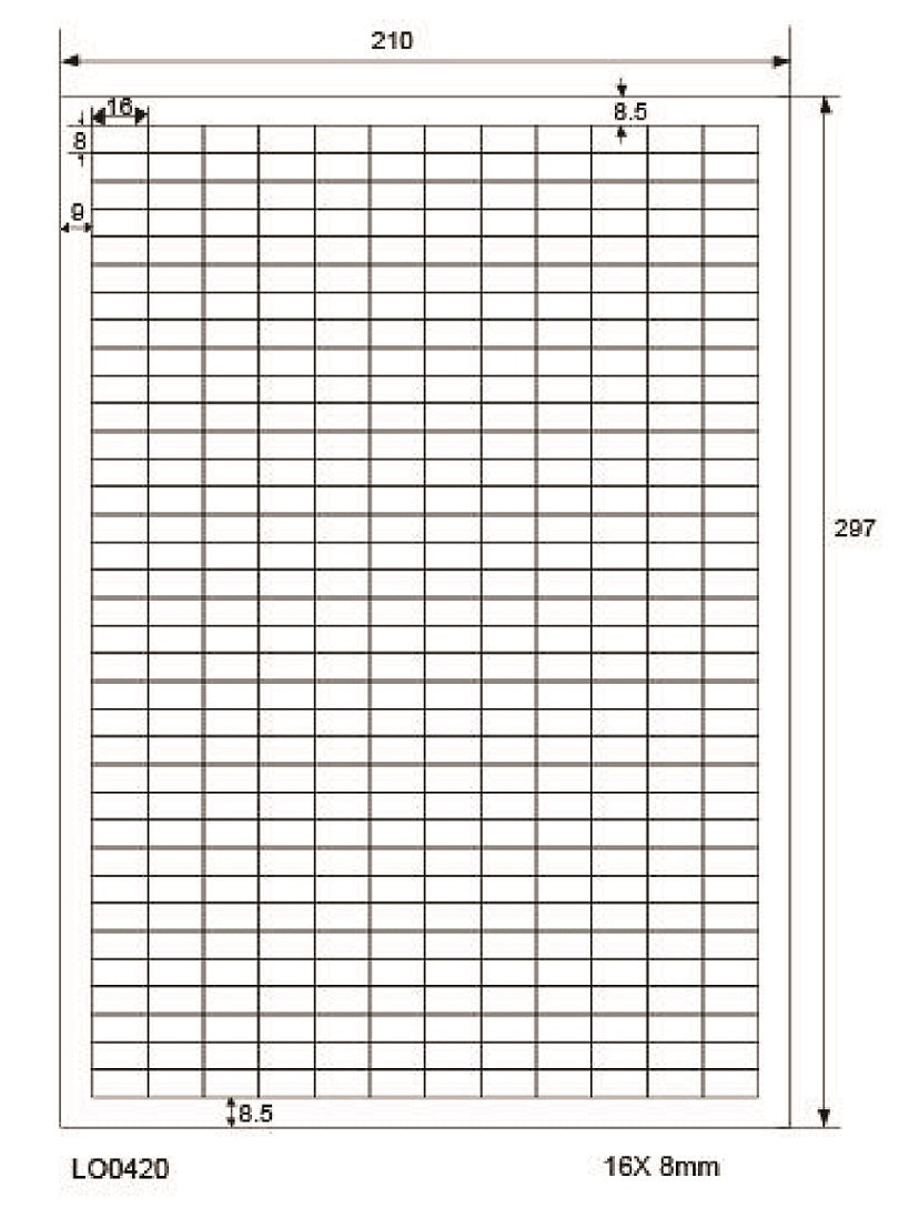 42000 étiquettes universelles 16x8mm, sur 100 feuilles Din A4, brillantes, autocollantes LO-0420-80