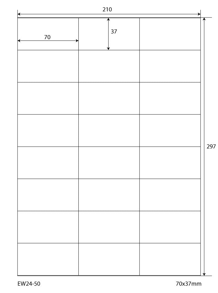2400 étiquettes en film 70x37mm, sur 100 feuilles Din A4, mates, autocollantes