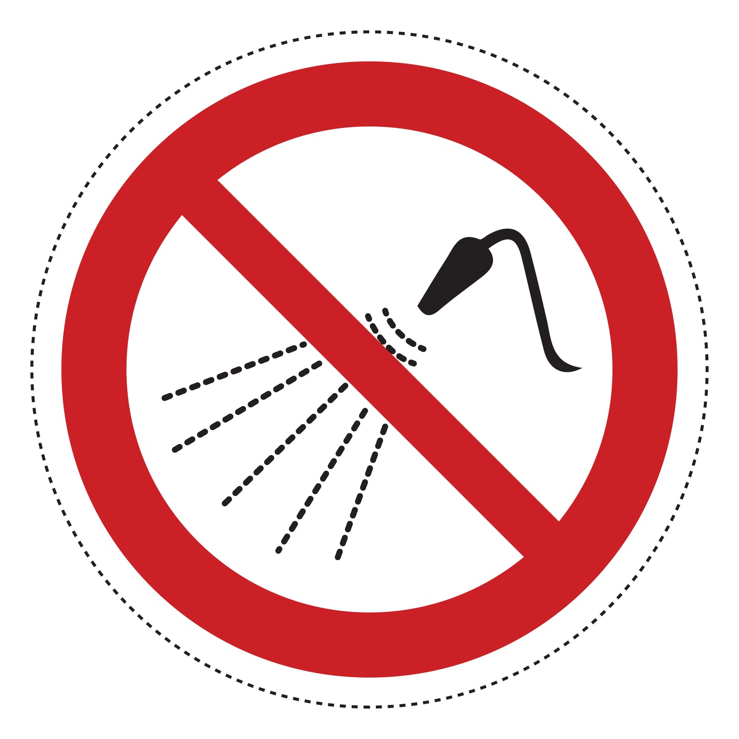 Autocollant d'interdiction "Interdit de pulvériser de l'eau" en plastique PVC, ES-SI170-10