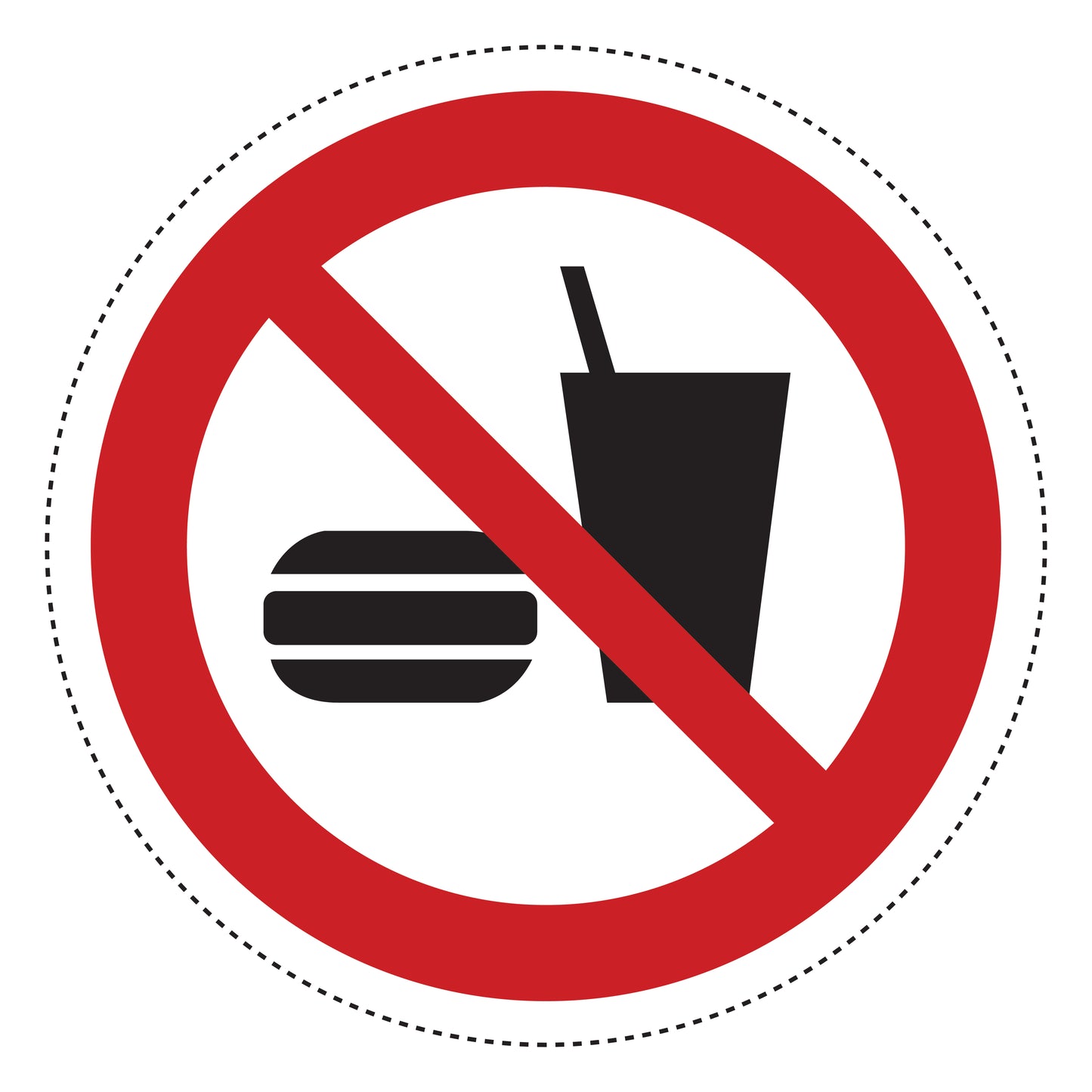 Autocollant d'interdiction "Interdit de manger et boire" en plastique PVC, ES-SI190-10