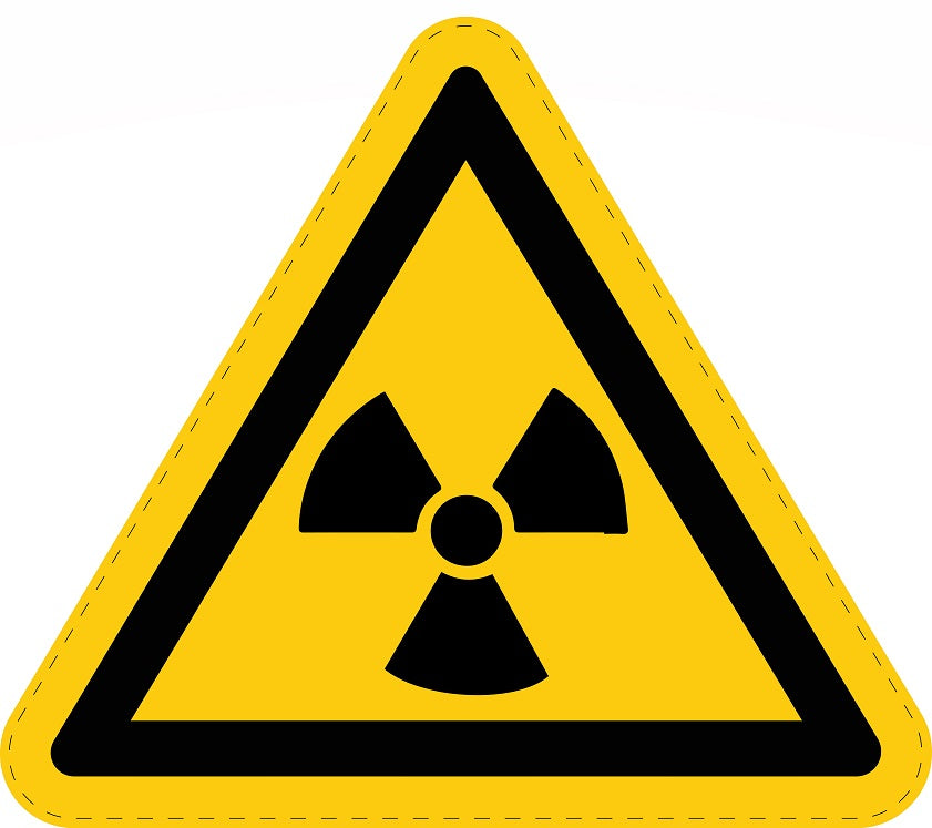 Autocollant d'avertissement "Panneau avertissement Matières radioactives/radiations ionisantes" 10-60 cm en plastique PVC, ES-SIW-005