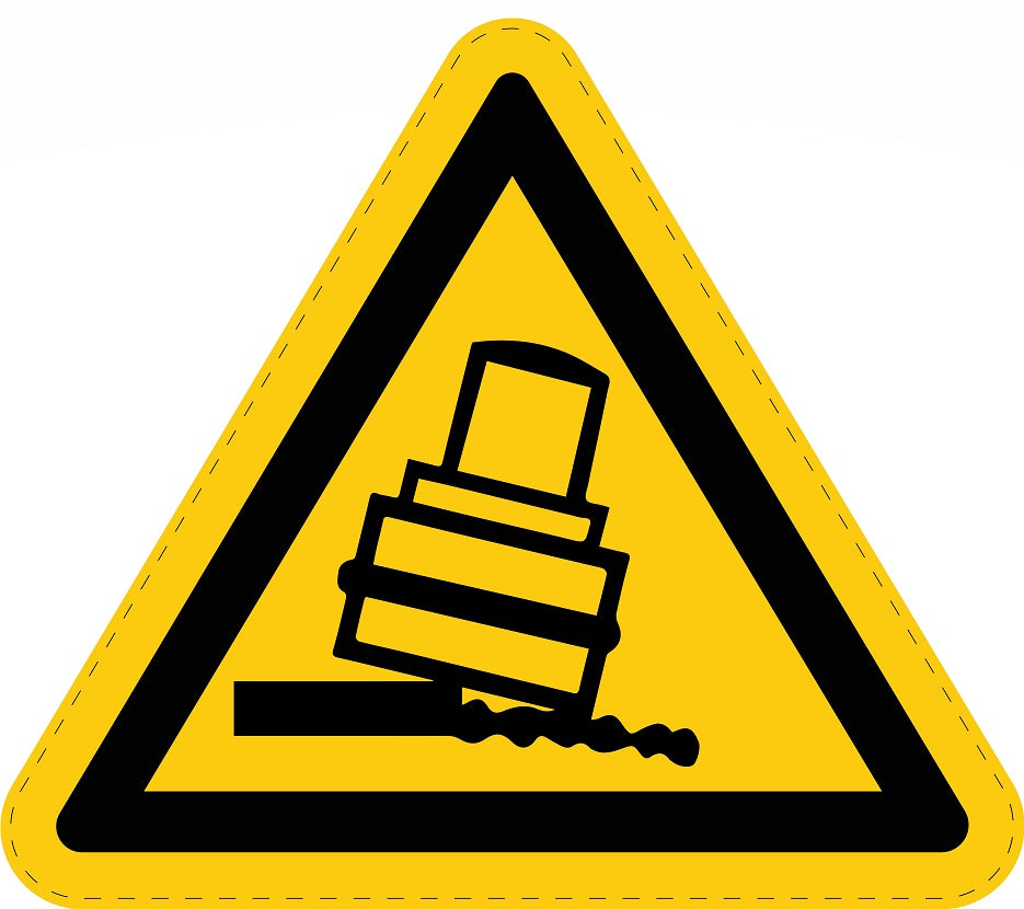 Autocollant d'avertissement collé "Panneaux de danger "Risque de basculement" 2-7 cm en plastique PVC, ES-SIW-024